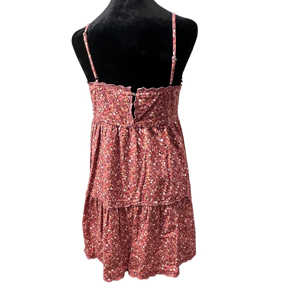 Aeropostale Babydoll Dress S Pink Floral Scalloped Trim Cottagecore Boho - Picture 12 of 16